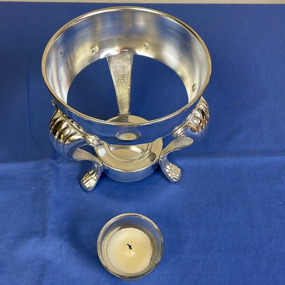 Vintage Kent Silversmith Glass Pitcher Carafe + Silver Pedestal Warmer Stand - Picture 5 of 13